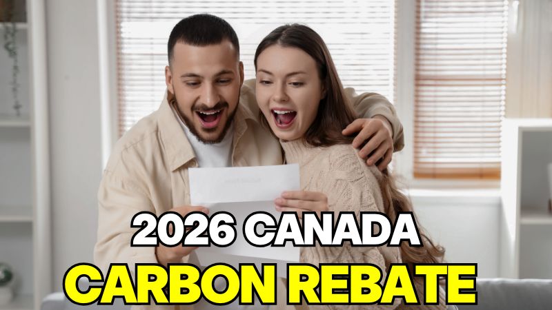 A happy couple checking their mail for the Canada Carbon Rebate 2026, representing financial benefits for families.