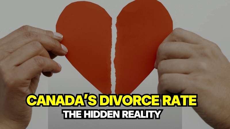 Two hands holding a torn red paper heart, symbolizing the Canada divorce rate and the hidden reality of family life.