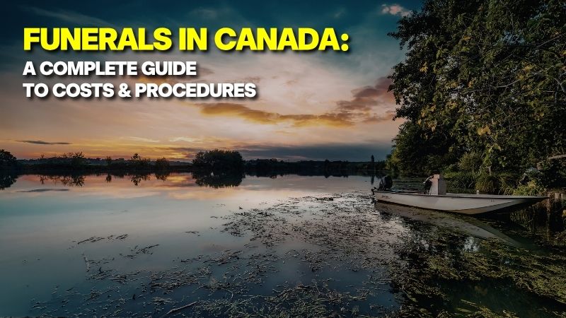 A peaceful lake with a boat, symbolizing the quiet preparation needed for funerals in Canada.