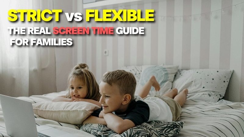 Children looking at a laptop, illustrating a real screen time guide for toddlers and preschoolers