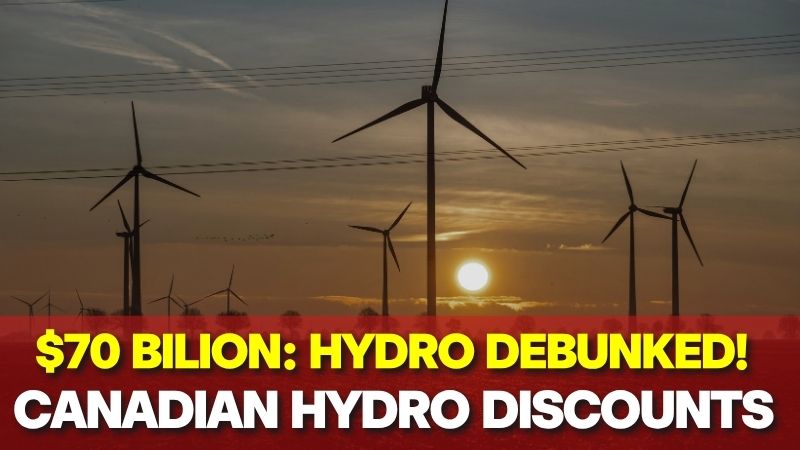 A thumbnail image featuring wind turbines at sunset with text about Canada $70 Billion Clean Energy Investment and its impact on electricity rates.